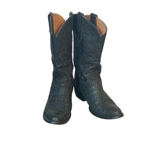 Stetson Men’s Black Crocodile Leather Pull On Pointed Toe Cowboy Boots Sz 13D